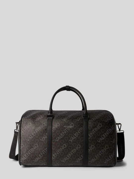 Zdjęcie produktu Torba weekendowa z nadrukiem logo na całej powierzchni model 'Zefir' VALENTINO BAGS Czarny