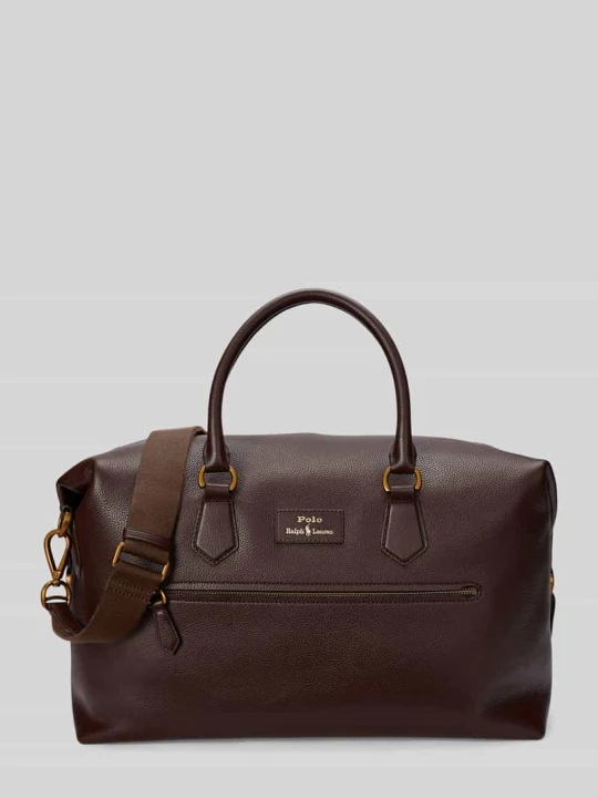 Zdjęcie produktu Torba weekendowa ze skóry bydlęcej z paskiem na ramię Polo Ralph Lauren Ciemnobrązowy