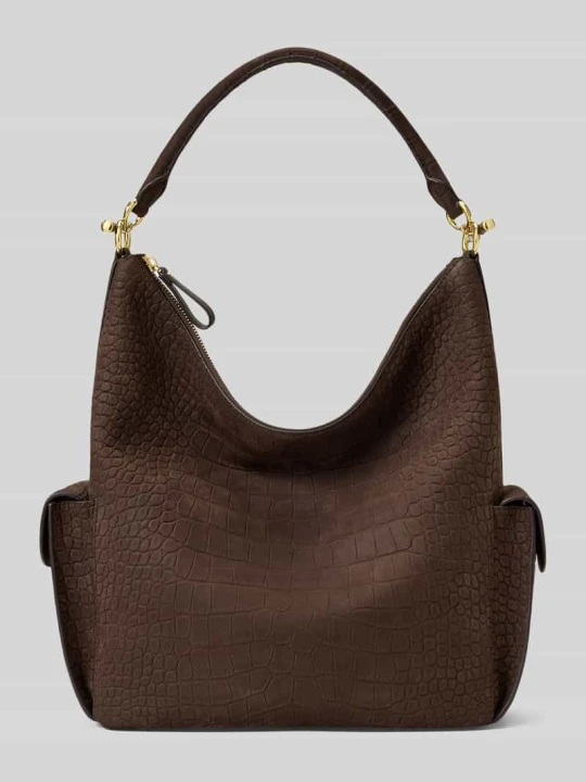 Zdjęcie produktu Torba z naturalnej skóry Lauren Ralph Lauren Ciemnobrązowy