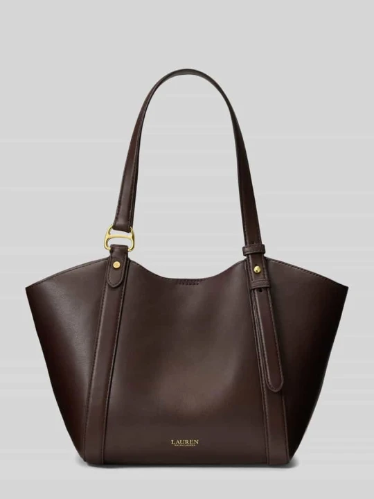 Zdjęcie produktu Torba z rączkami z naturalnej skóry z cielęcej skóry model 'TASHA' Lauren Ralph Lauren Ciemnobrązowy