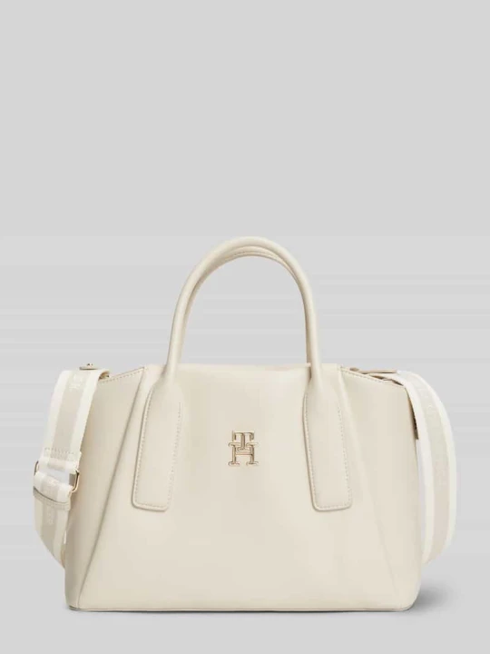 Zdjęcie produktu Torba z uchwytami z aplikacją z logo i odpinanym paskiem na ramię Tommy Hilfiger Złamany biały