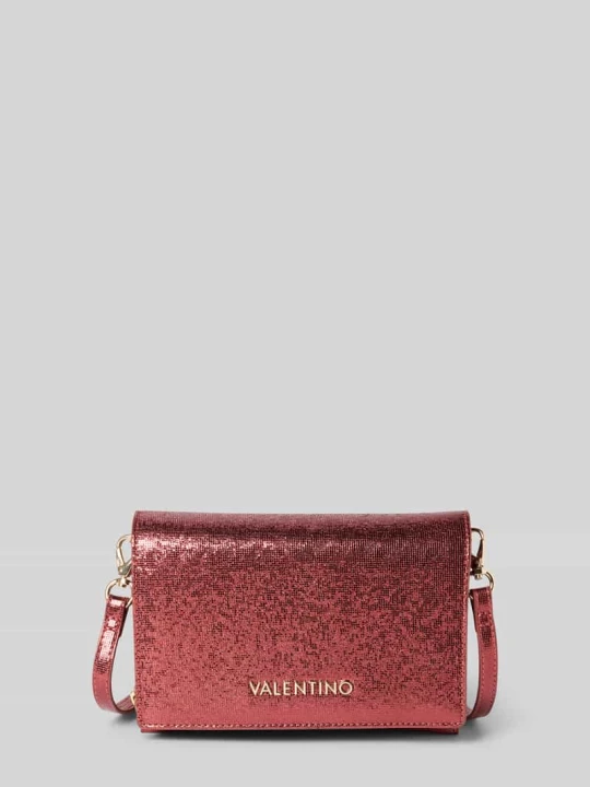 Zdjęcie produktu Torebka błyszcząca z aplikacją z logo model ‘EMBER’ VALENTINO BAGS Bordowy