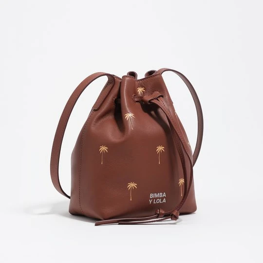 Zdjęcie produktu Torebka bucket Carlino mała skóra Palms orzechowa BIMBA Y LOLA NUT