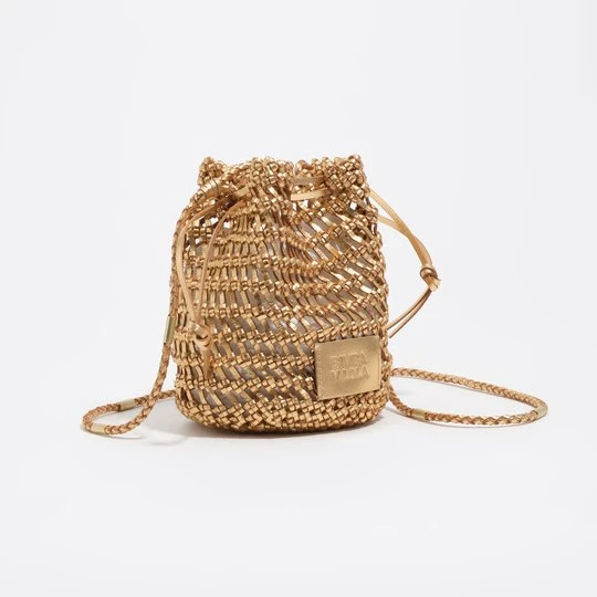 Zdjęcie produktu Torebka bucket mini pleciona skóra złota BIMBA Y LOLA