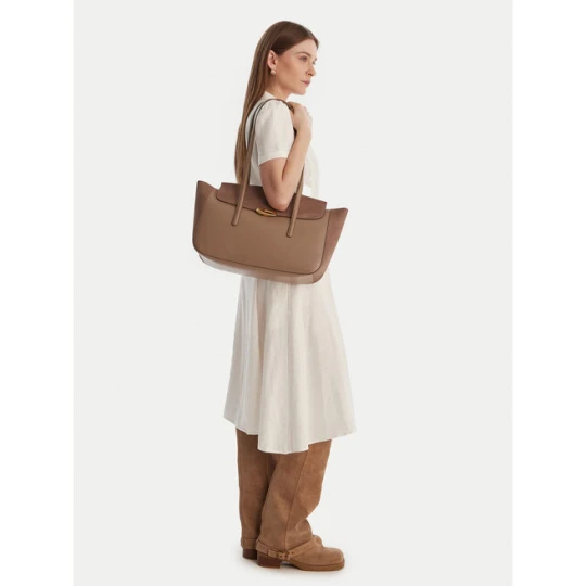 Zdjęcie produktu Torebka Calvin Klein Hardware Brushed Flap Tote Bag LV04F3336G Beżowy