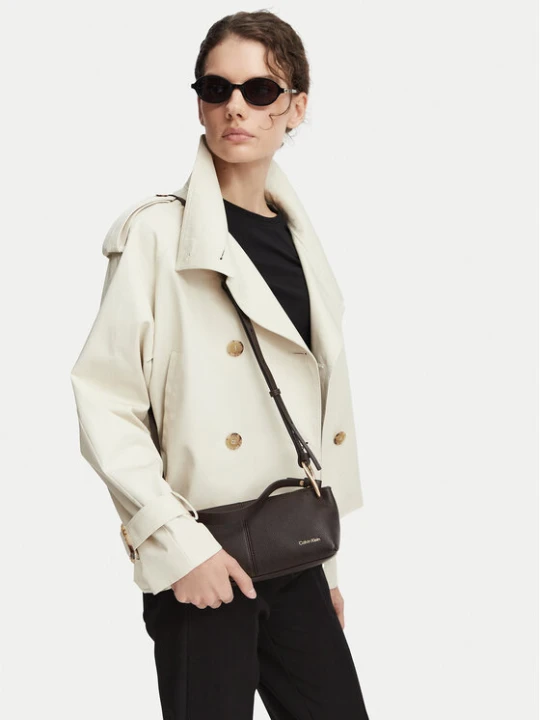 Zdjęcie produktu Torebka Calvin Klein Slouchy Leather Small Conv Bag LV04F3659G Brązowy