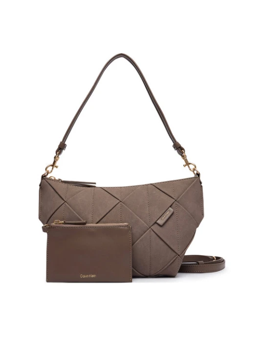 Zdjęcie produktu Torebka Calvin Klein Woven Sueded Shoulder Bag LV04F3694G Brązowy