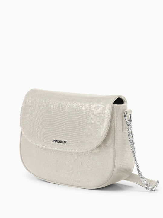 Zdjęcie produktu Torebka crossbody ze skóry ekologicznej w princie lizard beżowa Puccini