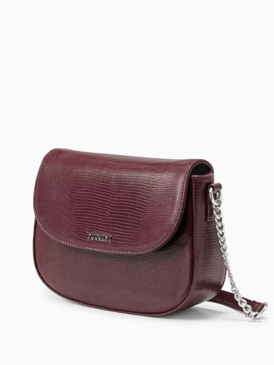Zdjęcie produktu Torebka crossbody ze skóry ekologicznej w princie lizard bordowa Puccini
