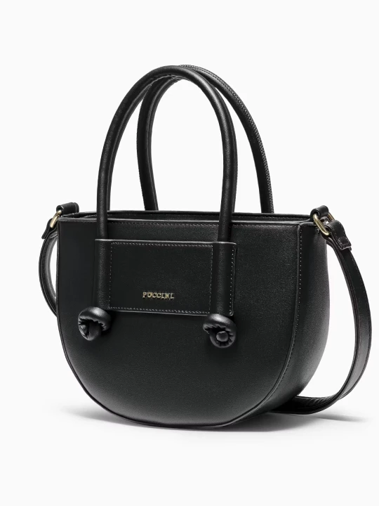 Zdjęcie produktu Torebka damska mała crossbody z uchwytami ze skóry ekologicznej czarna Puccini
