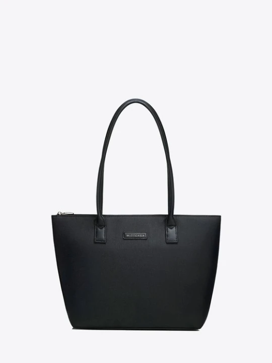 Zdjęcie produktu Torebka damska shopper na ramię z zamkiem czarna Wittchen