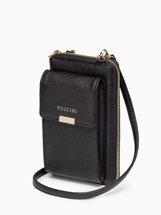 Zdjęcie produktu Torebka damska z miejscem na telefon i karty czarna Puccini