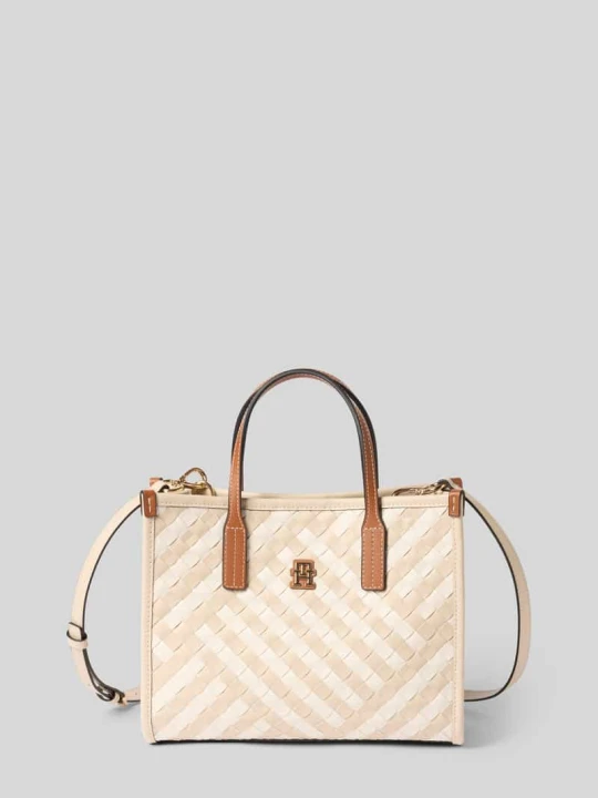 Zdjęcie produktu Torebka do noszenia w ręku z efektem plecionki Tommy Hilfiger Écru