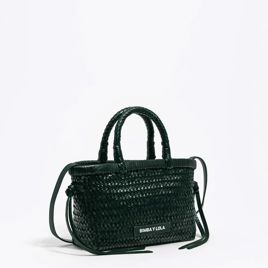 Zdjęcie produktu Torebka mini pleciona skóra ciemnozielona BIMBA Y LOLA DARK GREEN