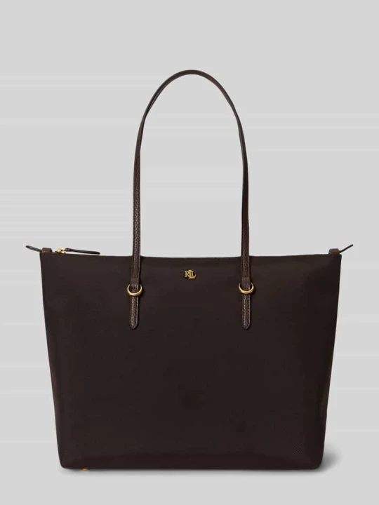 Zdjęcie produktu Torebka do ręki z detal z logo Lauren Ralph Lauren Ciemnobrązowy