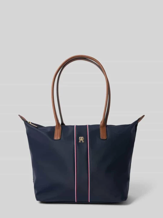 Zdjęcie produktu Torebka do ręki z haftowanymi paski w kontrastowym kolorze Tommy Hilfiger
