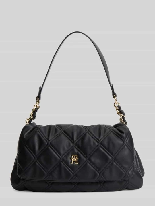 Zdjęcie produktu Torebka do ręki z łańcuszkami i detal z logo Tommy Hilfiger Czarny