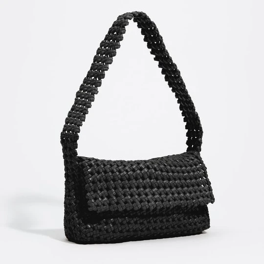 Zdjęcie produktu Torebka Hobo średnia skóra pleciona czarna BIMBA Y LOLA