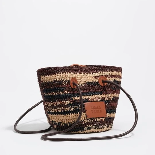 Zdjęcie produktu Torebka koszyk mała rafia ciemnobrązowa BIMBA Y LOLA DARK BROWN