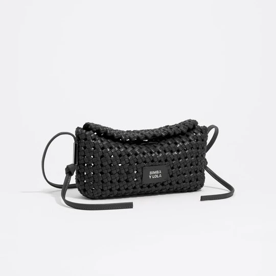 Zdjęcie produktu Torebka listonoszka mini skóra pleciona czarna BIMBA Y LOLA
