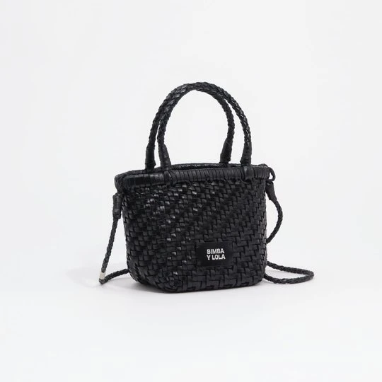 Zdjęcie produktu Torebka listonoszka mini skóra pleciona czarna BIMBA Y LOLA