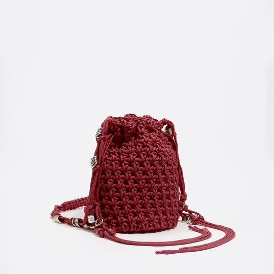 Zdjęcie produktu Torebka szydełkowa pleciona bucket bordowa BIMBA Y LOLA