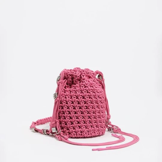 Zdjęcie produktu Torebka szydełkowa pleciona bucket ciemnoróżowa BIMBA Y LOLA DARK PINK