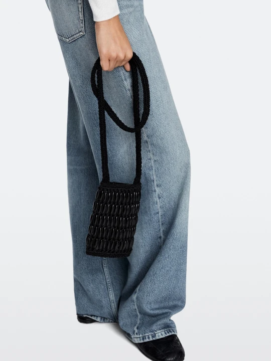 Zdjęcie produktu Torebka Listonoszka Z Drewnianymi Detalami - Czarny - Massimo Dutti - Female
