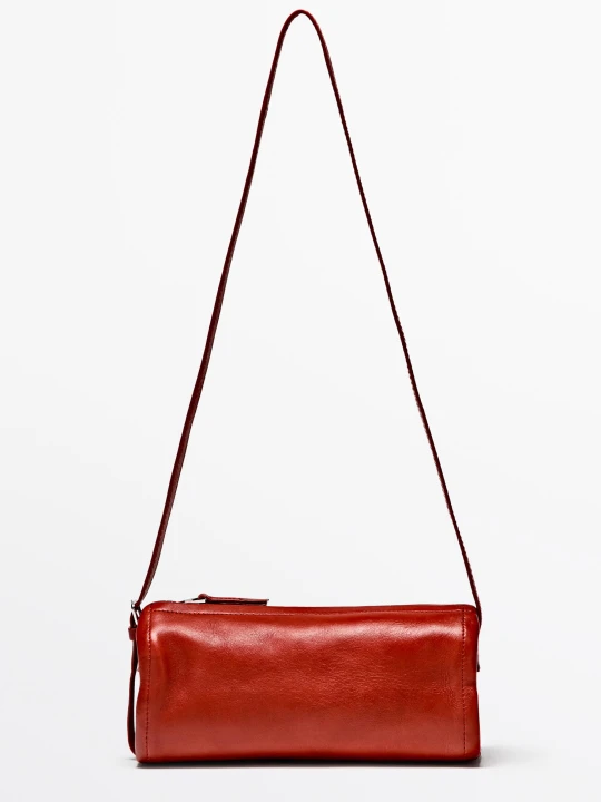 Zdjęcie produktu Torebka Listonoszka Ze Skóry Nappa - Czer. Koral - Massimo Dutti - Female CZER.KORAL