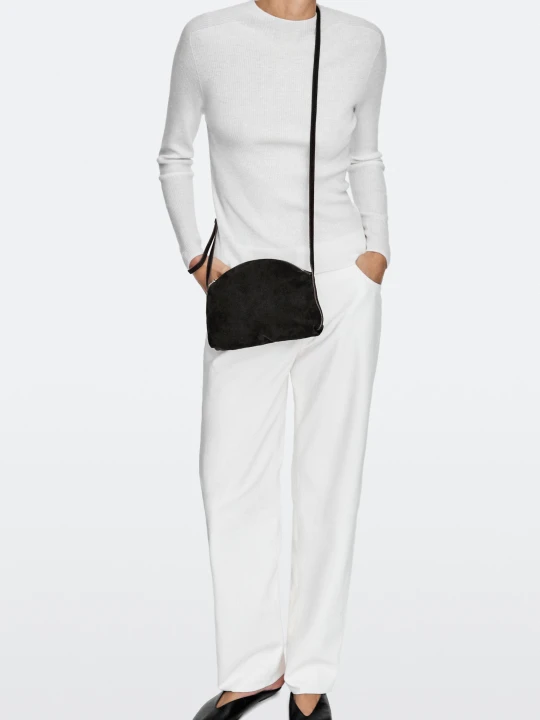 Zdjęcie produktu Torebka Listonoszka Ze Skóry Zamszowej - Czekoladowy - Massimo Dutti - Female