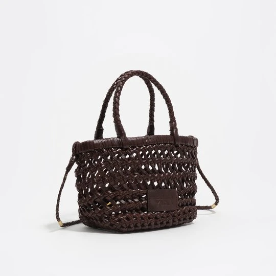 Zdjęcie produktu Torebka mini pleciona skóra ciemnobrązowa BIMBA Y LOLA DARK BROWN