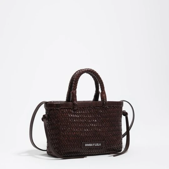 Zdjęcie produktu Torebka mini pleciona skóra ciemnobrązowa BIMBA Y LOLA DARK BROWN