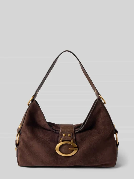 Zdjęcie produktu Torebka na ramię z detalem z logo Model 'CAMDEN' Guess Ciemnobrązowy