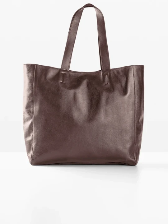 Zdjęcie produktu Torebka skórzana typu shopper XXL BonPrix brązowy