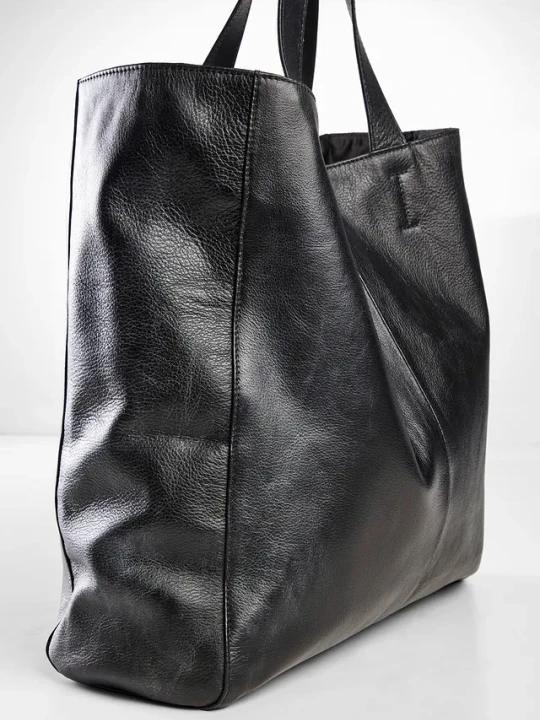 Zdjęcie produktu Torebka skórzana typu shopper XXL BonPrix czarny