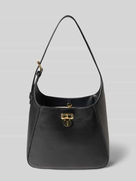 Zdjęcie produktu Torebka skórzana z aplikacją z logo model ‘TANNER’ Lauren Ralph Lauren Czarny