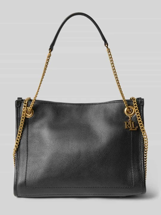 Zdjęcie produktu Torebka skórzana z zawieszką z logo Lauren Ralph Lauren Czarny