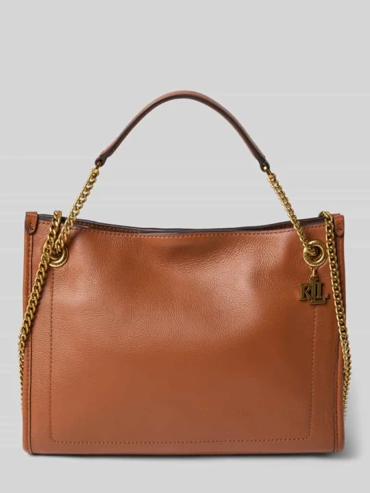 Zdjęcie produktu Torebka skórzana z zawieszką z logo Lauren Ralph Lauren Koniakowy