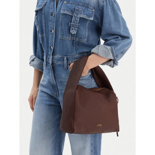 Zdjęcie produktu Torebka Tommy Hilfiger City Leather Shoulder Bag AW0AW18152 Brązowy
