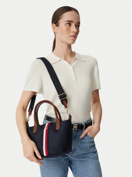 Zdjęcie produktu Torebka Tommy Hilfiger Popette Mini Tote Corp AW0AW19025 Granatowy