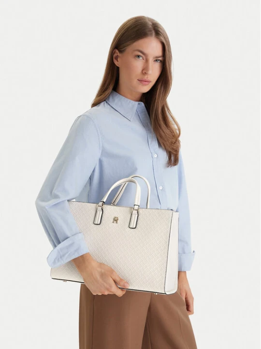 Zdjęcie produktu Torebka Tommy Hilfiger Th Daily Satchel Mono AW0AW18418 Kremowy