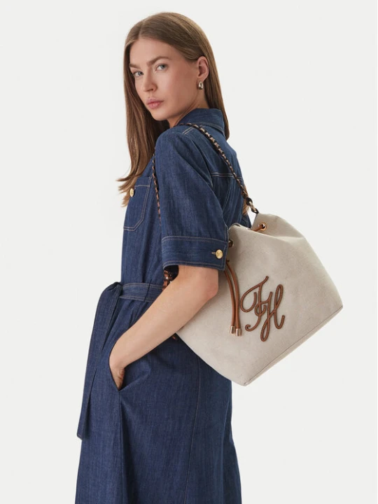 Zdjęcie produktu Torebka Tommy Hilfiger Th Elev Summer Bucket Canvas AW0AW18631 Beżowy