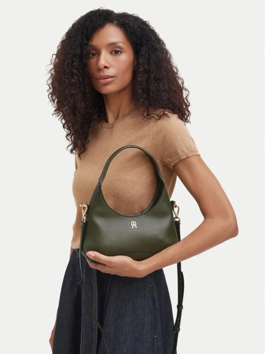 Zdjęcie produktu Torebka Tommy Hilfiger Th Everyday Mini Hobo AW0AW19185 Zielony ciemny
