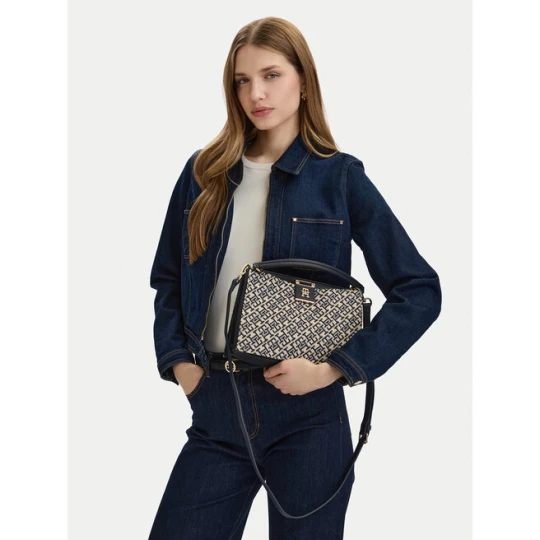Zdjęcie produktu Torebka Tommy Hilfiger Th Her Med Satchel Jacqu AW0AW18639 Granatowy