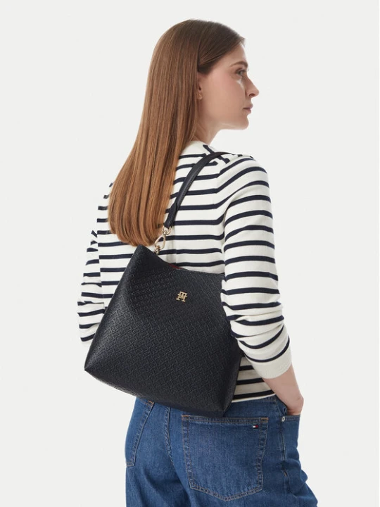 Zdjęcie produktu Torebka Tommy Hilfiger Th Icon Shoulder Bag Mono AW0AW19000 Granatowy