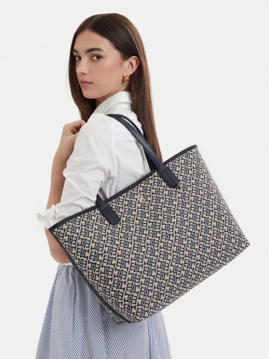 Zdjęcie produktu Torebka Tommy Hilfiger Th Icon Tote Jacquard AW0AW18889 Niebieski