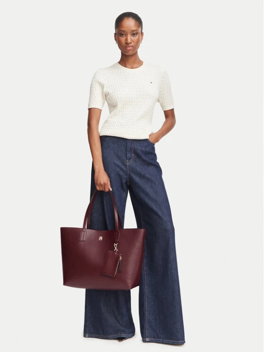Zdjęcie produktu Torebka Tommy Hilfiger Th Icon Tote Mono AW0AW19004 Bordowy