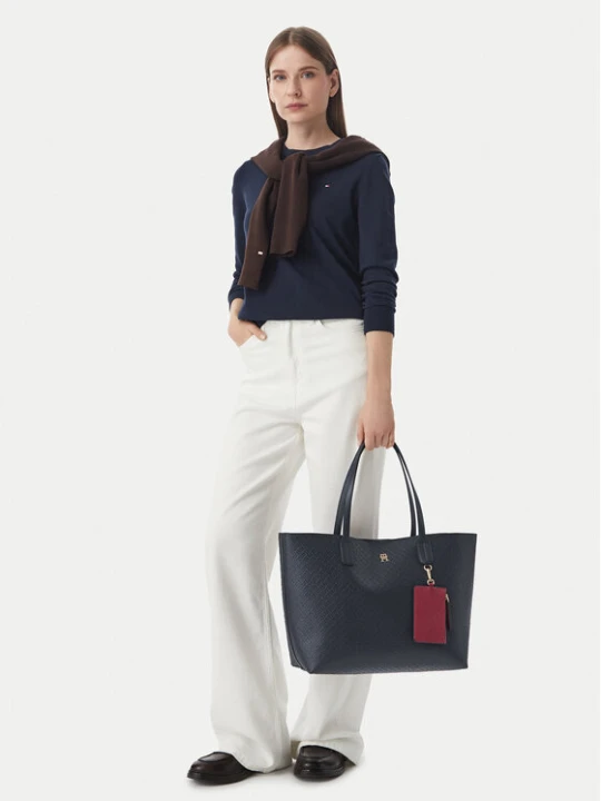 Zdjęcie produktu Torebka Tommy Hilfiger Th Icon Tote Mono AW0AW19004 Granatowy