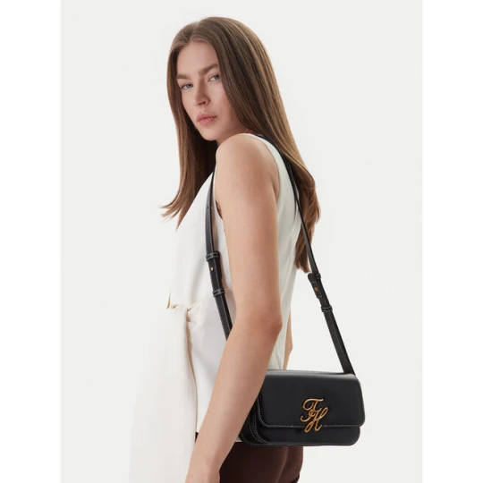 Zdjęcie produktu Torebka Tommy Hilfiger Th Script Flap Crossover AW0AW18399 Czarny