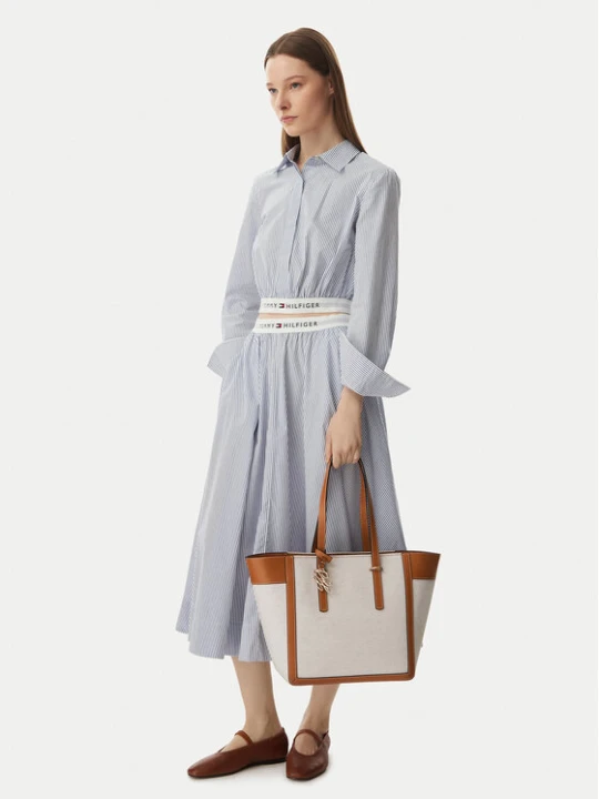 Zdjęcie produktu Torebka Tommy Hilfiger Th Script Tote Canvas AW0AW18829 Kremowy